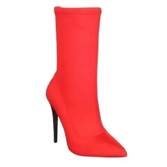 Call It Spring Red Hailassi Pointed Toe Pull On Ankle Boots Size 10.