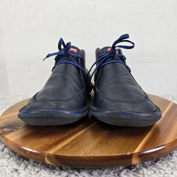 Camper Beetle Blue Leather Lace Up Casual Lifestyle Chukka Ankle Boots Mens 41