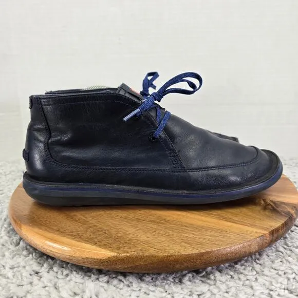 Camper Beetle Blue Leather Lace Up Casual Lifestyle Chukka Ankle Boots Mens 41