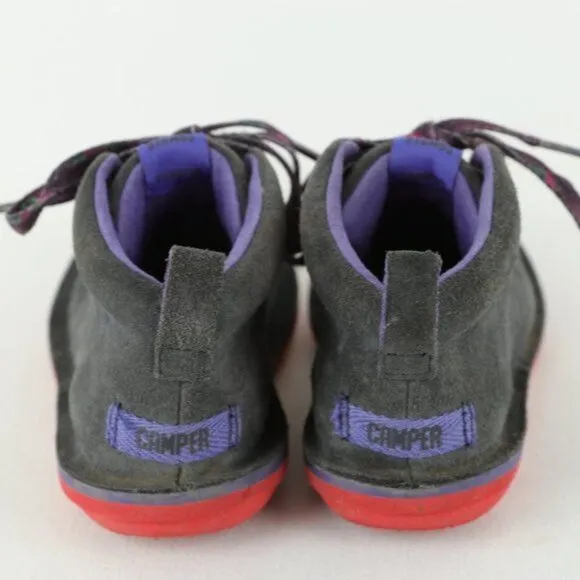 Camper Girls Size 7 Gray Purple Suede Lace Up Casual Ankle Boots