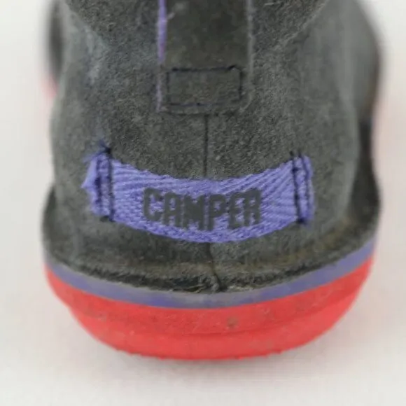 Camper Girls Size 7 Gray Purple Suede Lace Up Casual Ankle Boots