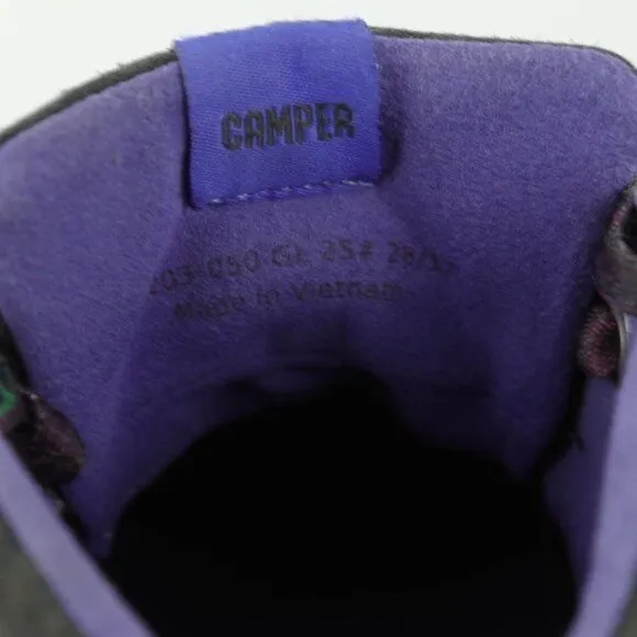 Camper Girls Size 7 Gray Purple Suede Lace Up Casual Ankle Boots
