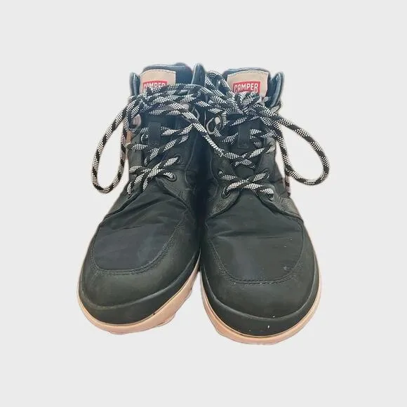 Camper Peu Pista Black Pink Leather Outdoor Trail Hiking Boots Womans Size 38