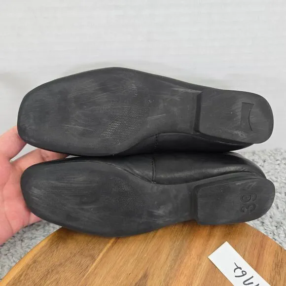 Camper Twins Black Leather Formal Square Toe Slip On Loafer Shoes Womens 39