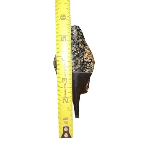 Caparros Starlight Metalic Sparkly Black Pointed Toe Pumps Womens Size 10
