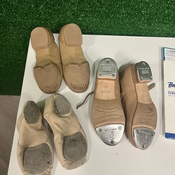 Capezio Bloch Tap Ballet And Jazz Shoes Lot With Tights Size 12
