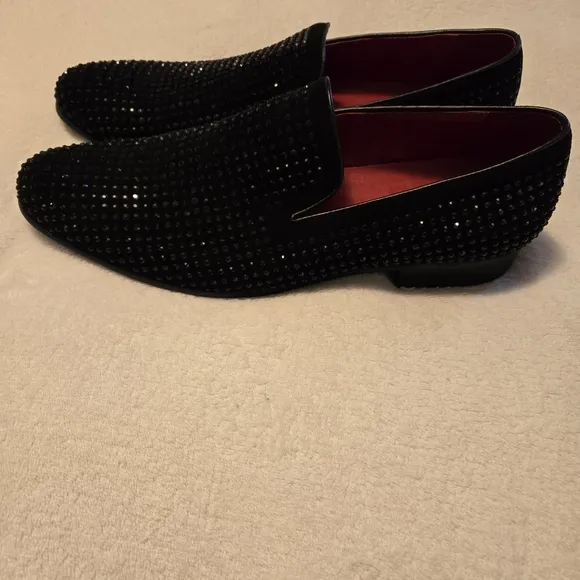 Carrucci Mens Black Suede Studded Formal Dress Shoes KS805 05SG Size 12 EU 46