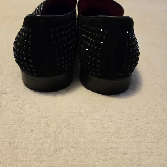 Carrucci Mens Black Suede Studded Formal Dress Shoes KS805 05SG Size 12 EU 46