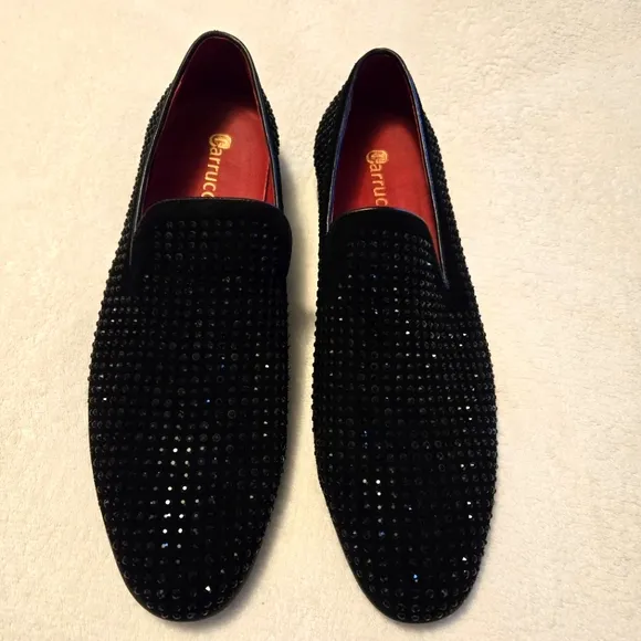 Carrucci Mens Black Suede Studded Formal Dress Shoes KS805 05SG Size 12 EU 46