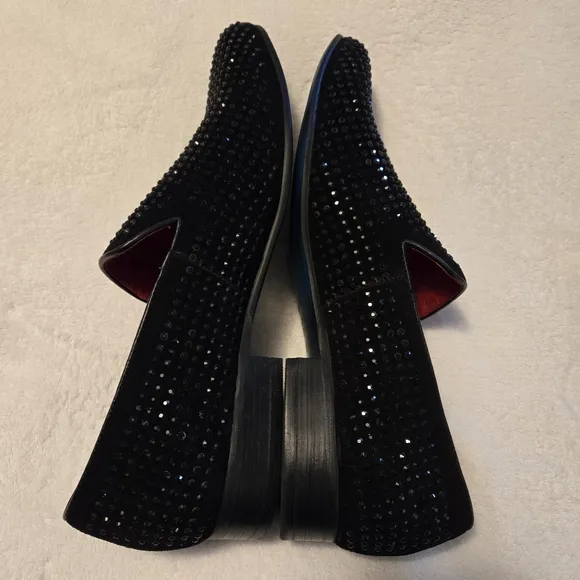 Carrucci Mens Black Suede Studded Formal Dress Shoes KS805 05SG Size 12 EU 46