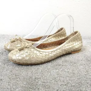 Carvela Kurt Geiger Ballet Flats Womens Size 40 EU Shoes Woven Gold Leather