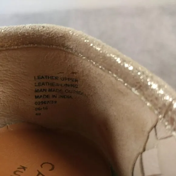 Carvela Kurt Geiger Ballet Flats Womens Size 40 EU Shoes Woven Gold Leather