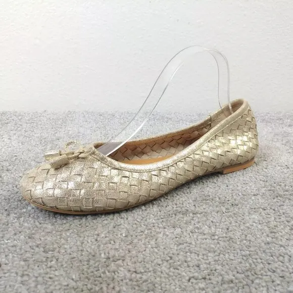 Carvela Kurt Geiger Ballet Flats Womens Size 40 EU Shoes Woven Gold Leather