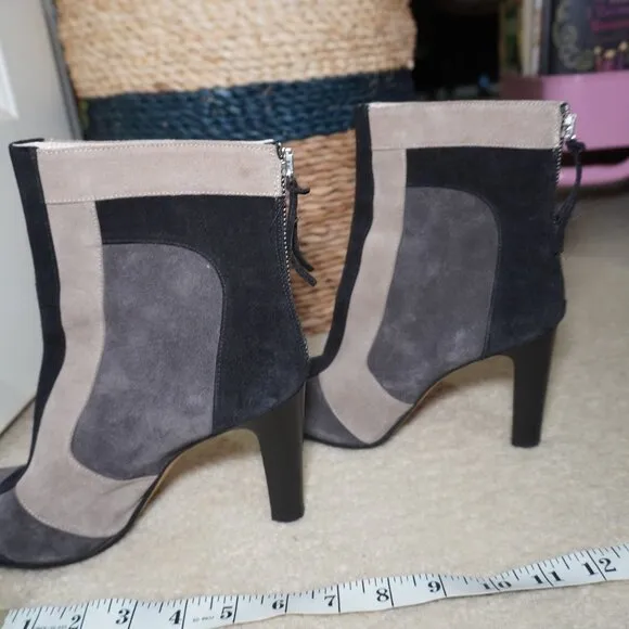 Cavallini Womens Color Block Heeled Suede Ankle Boots Size Eur 38 US 7.5
