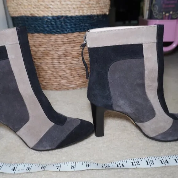 Cavallini Womens Color Block Heeled Suede Ankle Boots Size Eur 38 US 7.5