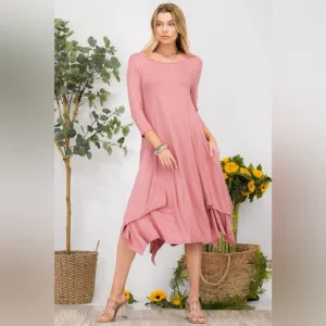 Celeste Pick-up Hem Asymmetric Midi Dress