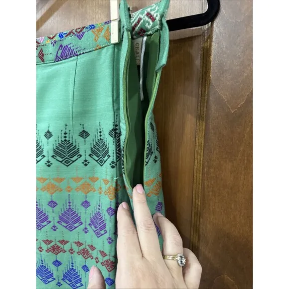 Chalermrak Skirt Vintage Womens Size Medium Green Maxi Custom Made Lined