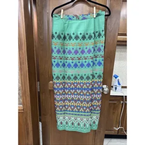 Chalermrak Skirt Vintage Womens Size Medium Green Maxi Custom Made Lined