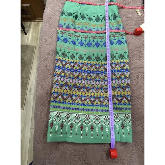 Chalermrak Skirt Vintage Womens Size Medium Green Maxi Custom Made Lined