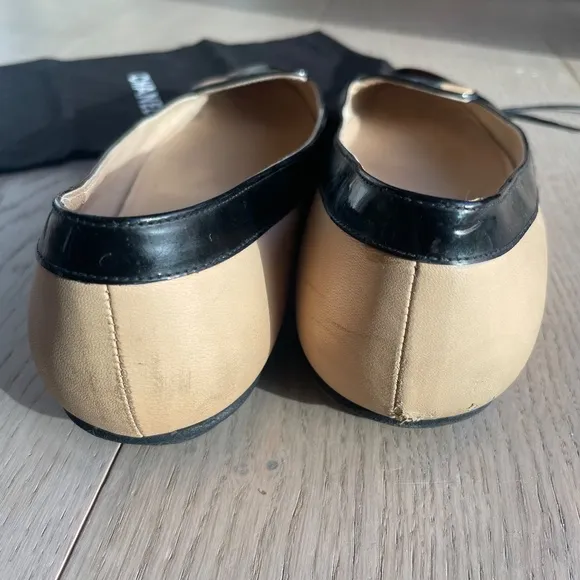 Chanel Cap Toe Ballerina Flats, IT 37.5, US 6.5, Beige/Black Leather