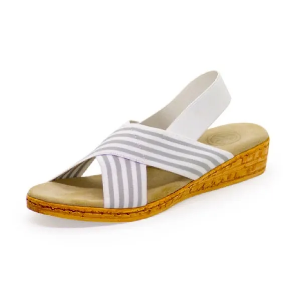 Charleston Shoe Co. Atlantic Sandal - Multicolor Gray Bi-Stripe, Women’s Size 6