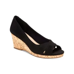 CHARTER CLUB Womens Black 1/2&quot; Platform Strap Wedge Slide Sandals 8.5 M