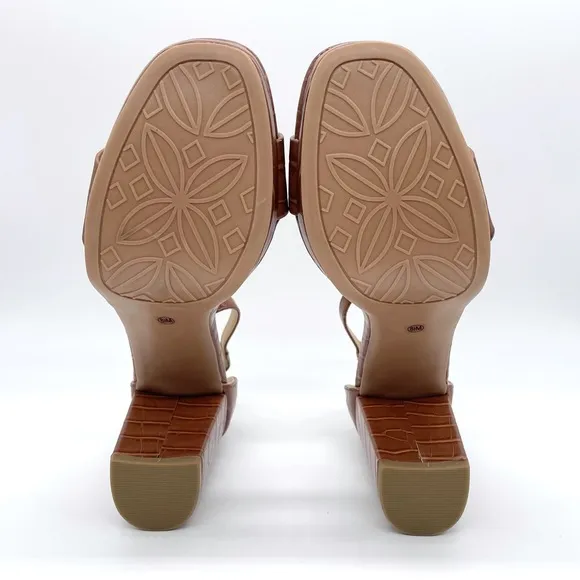 Chinese Laundry Croco Embossed Chunky Heel Sandals