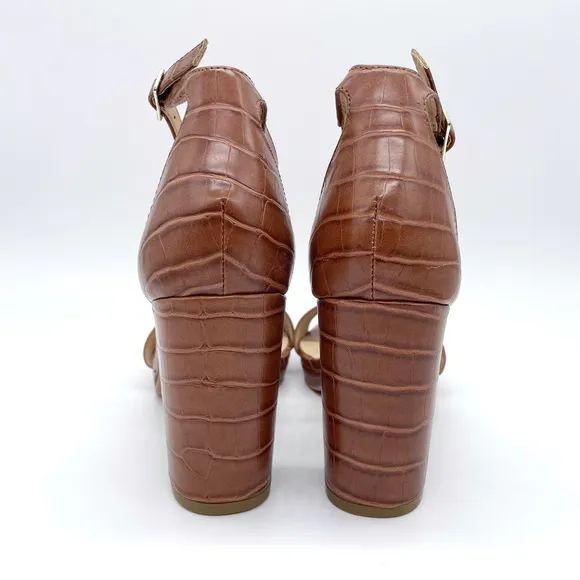 Chinese Laundry Croco Embossed Chunky Heel Sandals