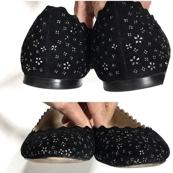 Chloé Lauren Embellished Suede Ballet Flats 38.5