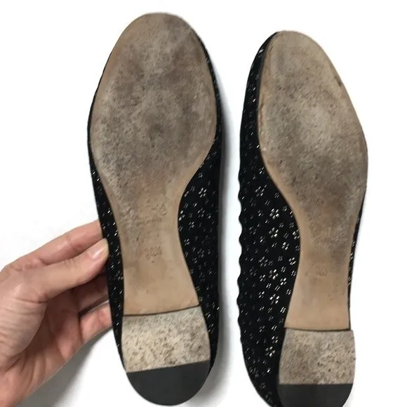 Chloé Lauren Embellished Suede Ballet Flats 38.5