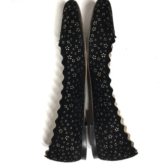 Chloé Lauren Embellished Suede Ballet Flats 38.5