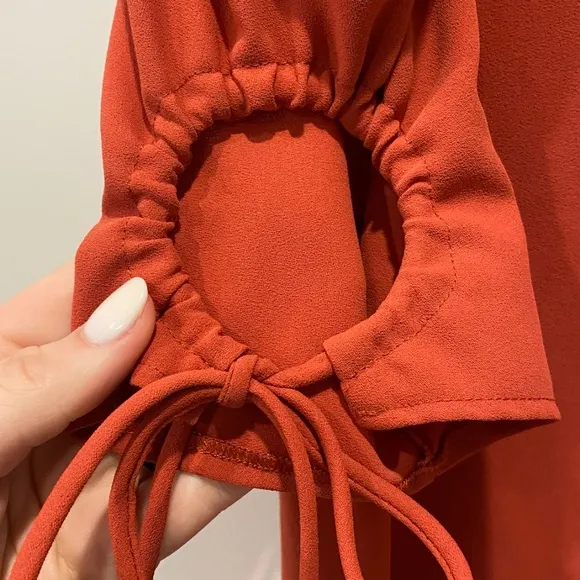 Chloè Ruched Sleeve Mini Shift Dress Peppery Red 36 Excellent See by Chloè
