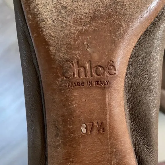 Chloe Beige Lauren Scalloped Leather Ballet Flats Shoes  37,5 / 7,5