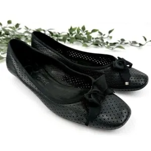 Chloe Black Perforated Ballet Flats bows derail 8