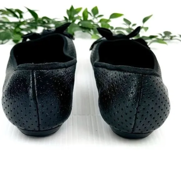 Chloe Black Perforated Ballet Flats bows derail 8