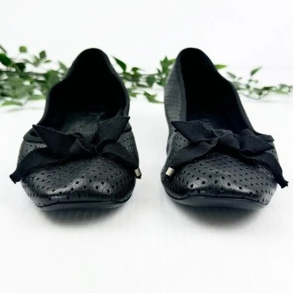 Chloe Black Perforated Ballet Flats bows derail 8