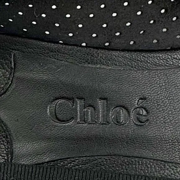 Chloe Black Perforated Ballet Flats bows derail 8