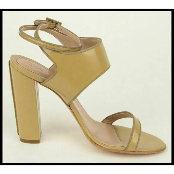 CHLOE SHOES STRAPPY SANDALS LEATHER HIGH HEEL 'CAPPUCCINO' sz 40.5 US 9.5