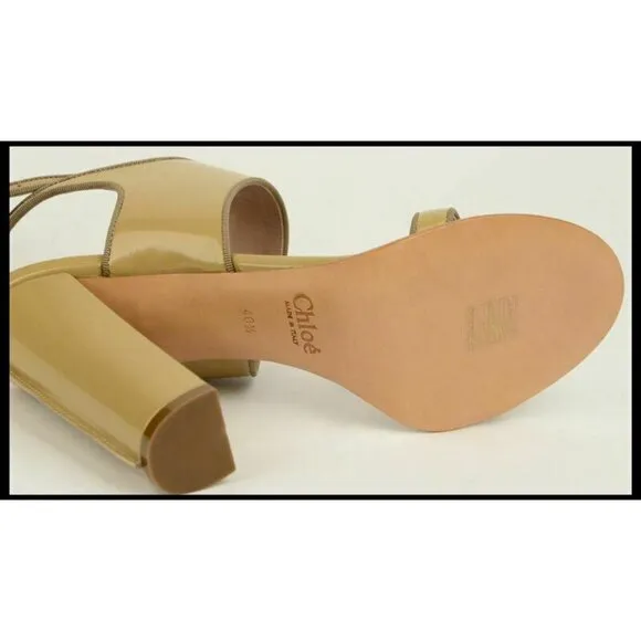 CHLOE SHOES STRAPPY SANDALS LEATHER HIGH HEEL 'CAPPUCCINO' sz 40.5 US 9.5