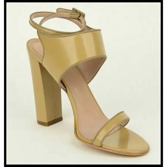 CHLOE SHOES STRAPPY SANDALS LEATHER HIGH HEEL 'CAPPUCCINO' sz 40.5 US 9.5