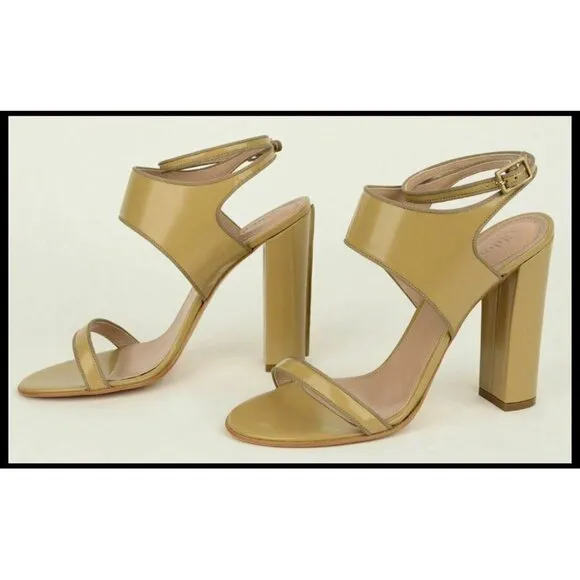 CHLOE SHOES STRAPPY SANDALS LEATHER HIGH HEEL 'CAPPUCCINO' sz 40.5 US 9.5