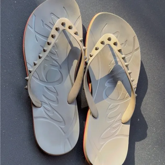 Christian Louboutin Gray Studded Sandals