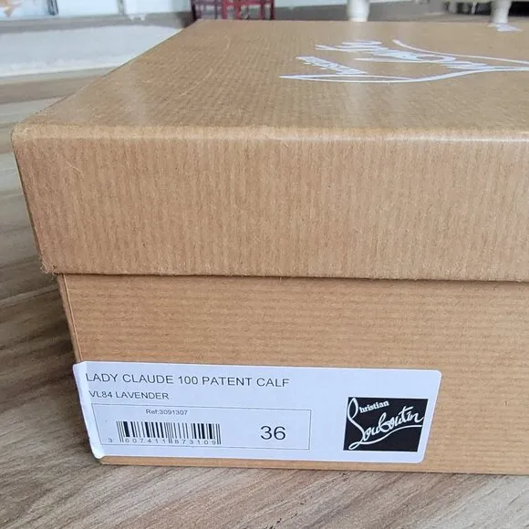 Christian Louboutin Lady Claude 100 Grey Patent Peeps Pumps Eur. 36