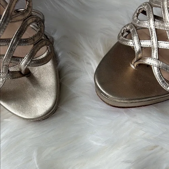 Christian Louboutin Metallic Gold Laceup High Heel Sandals EU 36.5/US 6