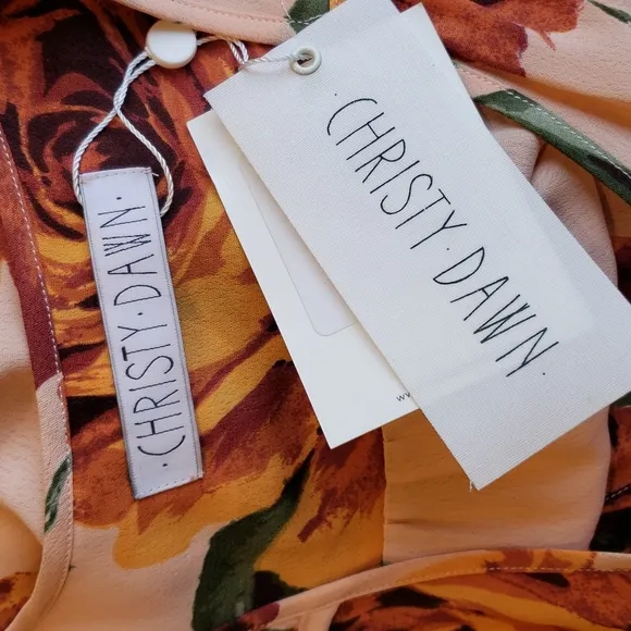 CHRISTY DAWN Peach Floral Deadstock The Dawn Midi Dress ONE SIZE Women's NEW