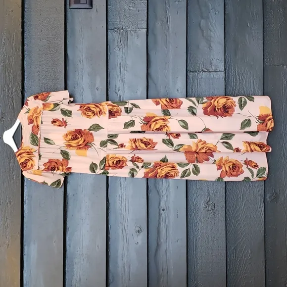 CHRISTY DAWN Peach Floral Deadstock The Dawn Midi Dress ONE SIZE Women's NEW