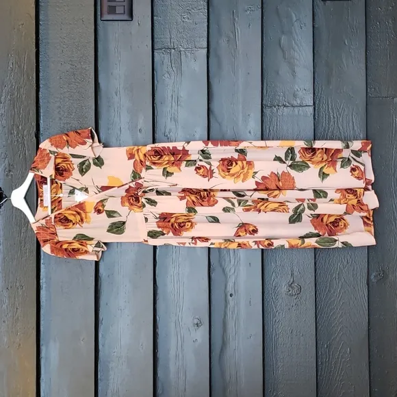 CHRISTY DAWN Peach Floral Deadstock The Dawn Midi Dress ONE SIZE Women's NEW