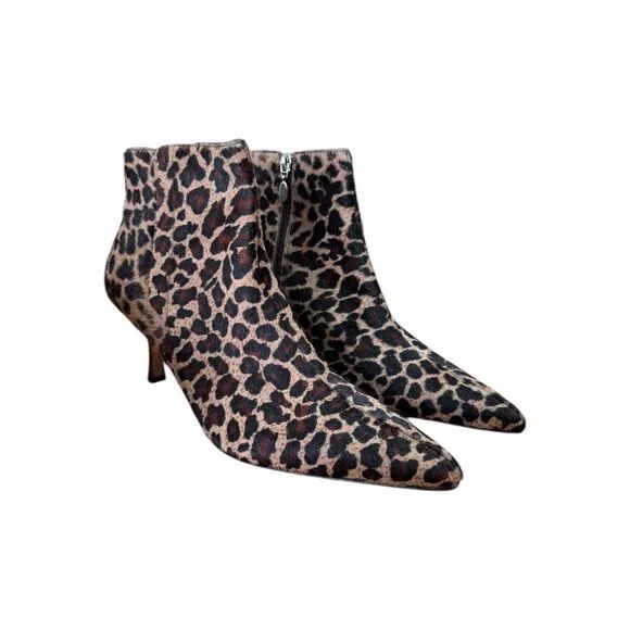 Circa Joan &amp; David Pointed Toe Leopard Print Bootie Women's Size 10M