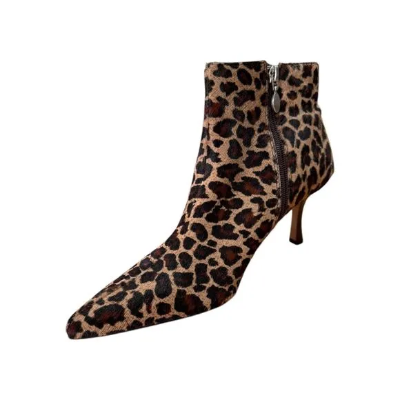 Circa Joan &amp; David Pointed Toe Leopard Print Bootie Women's Size 10M
