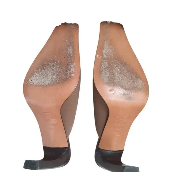 Circa Joan &amp; David Toast Brown Square Toe Women Thick Block Mules Size 8 1/2M